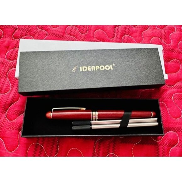 New Genuine Rosewood Ballpoint Pen Writing Set - Extra 2 Black Ink Refills - Picture 1 of 2